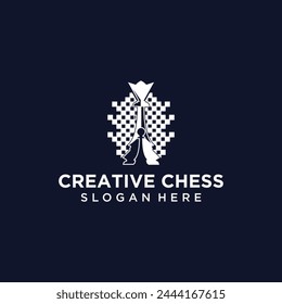 Vector technology logo chess game logic for online games, chess logo with technology concept