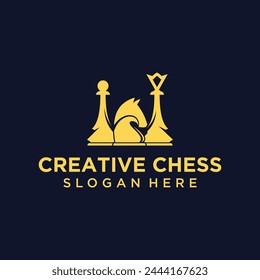 Vector technology logo chess game logic for online games, chess logo with technology concept