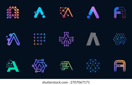 Vector technology logo design letter A template