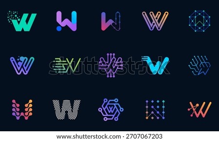 Vector technology logo design letter W template