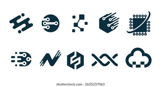 vector technology logo premium template bundle