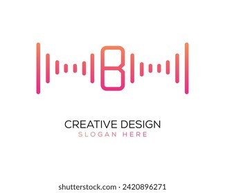 Vektor Technology Music Letter B Logo Design Farbverlauf