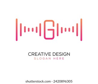 Vector Technology Music Letter G Logo Design Gradient Color
