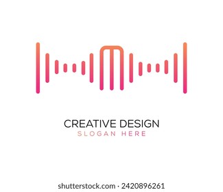 Vector Technology Music Letter M Logo Design Gradient Color