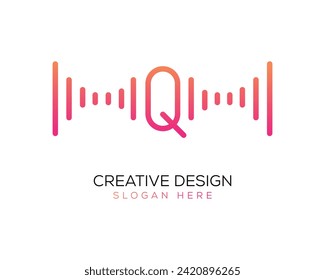 Vector Technology Music Letter Q Logo Design Gradient Color