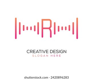 Vector Technology Music Letter R Logo Design Gradient Color