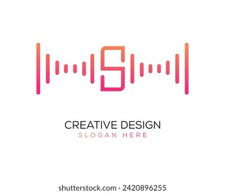 Vector Technology Music Letter S Logo Design Gradient Color