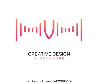 Vector Technology Music Letter V Logo Design Gradient Color