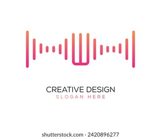 Tecnología vectorial Música Letra W Color del degradado del diseño del logotipo W.