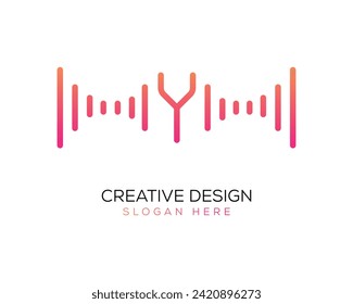 Vector Technology Music Letter Y Logo Design Gradient Color