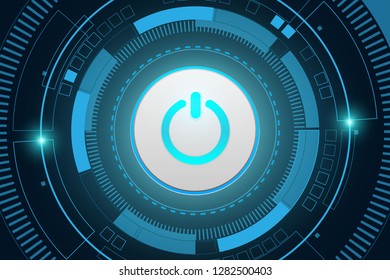 Vector technology power button abstract ,Sci fi futuristic user interface, 