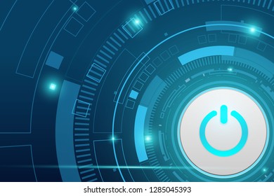 Vector technology power button abstract ,Sci fi futuristic user interface, 