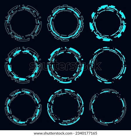 Vector technology set hi tech circle element. futuristic HUD focus sci-fi circular design.