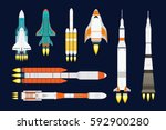 Vector technology ship rocket cartoon design for startup innovation product and cosmos fantasy space launch graphic exploration.