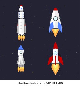 Vector technology ship rocket cartoon design.