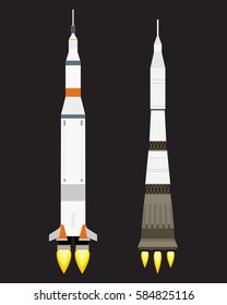 Vector technology ship rocket cartoon design for startup innovation product and cosmos fantasy space launch graphic exploration.