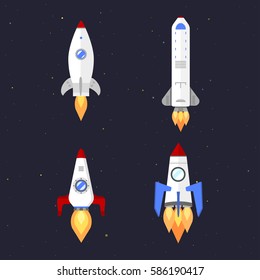 Vector technology ship rocket cartoon design.