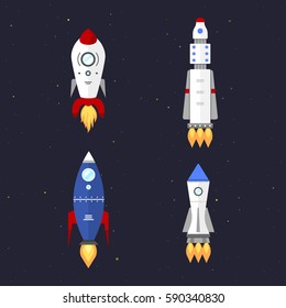 Vector technology ship rocket cartoon design.