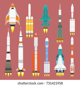 Vector technology ship rocket cartoon design.