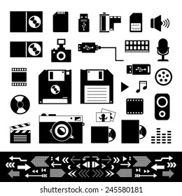 vector technology and storage icons set 