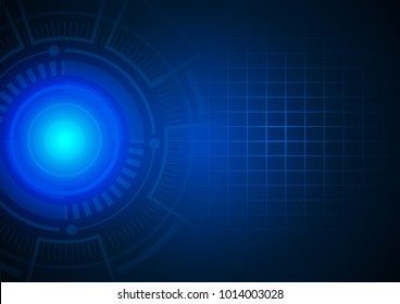 Vector technology theme, Blue hi tech circuit and square grid on dark blue background