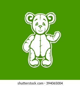 Vector teddy bear Icon Art,plush toy, flat design.