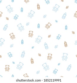 Vektor Teddybär Linie Kunst nahtlose Muster Hintergrund.