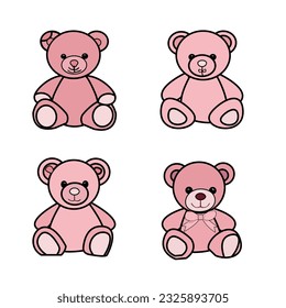 vector teddy bear in pink color on pink background