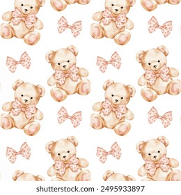 vector teddy bear seamless pattern design for a kids textile, room decor. Teddy bear pattern design for a baby shower, wrapping paper, birthday party decor.