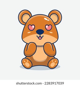Osito de peluche vectorial sentado sorprendido linda mascota de dibujos animados creativos kawaii