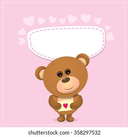 vector Teddy bear with speech bubble for text. funny kids background or greeting card template