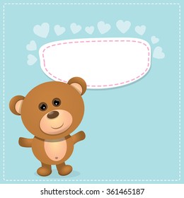 vector Teddy bear with speech bubble for text. funny kids background or greeting card template