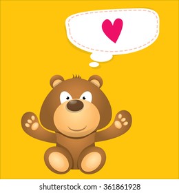 vector Teddy bear with speech bubble for text. funny kids background or greeting card template