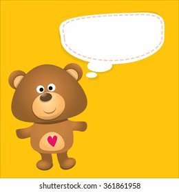 vector Teddy bear with speech bubble for text. funny kids background or greeting card template