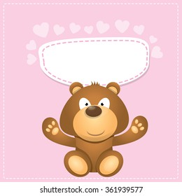 vector Teddy bear with speech bubble for text. funny kids background or greeting card template