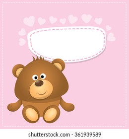 vector Teddy bear with speech bubble for text. funny kids background or greeting card template