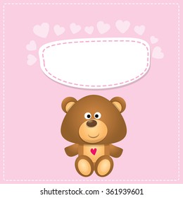 vector Teddy bear with speech bubble for text. funny kids background or greeting card template