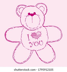Dibujo de juguete de oso de peluche vector