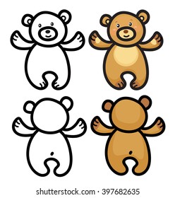 Vector  teddy bears  cartoons isolated.