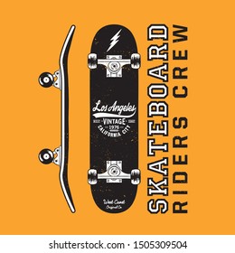 vector tee design with skateboard drawing