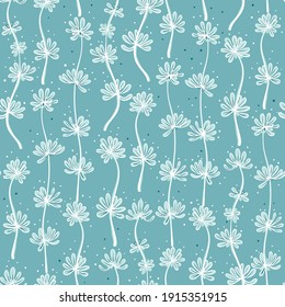 Vector teel light green flower seamless pattern print background.