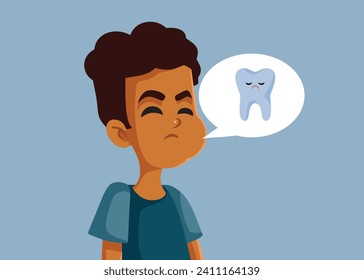 
Vector Teen Boy with Swollen Cheeks from a Tooth Infection. Unhappy patient having an wisdom molar problem 
