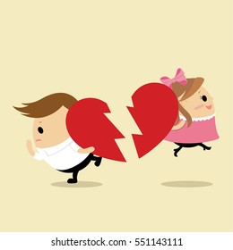 Vector Of Teenage Couple Breaking Up 