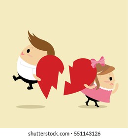 Vector Of Teenage Couple Breaking Up 