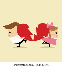 Vector Of Teenage Couple Breaking Up 