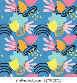 vector teenage seamless neon pattern naive simple style for textile design