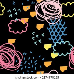 vector teenage seamless neon pattern naive simple style for textile design