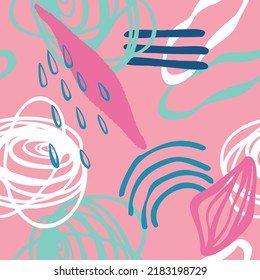 vector teenage seamless neon pattern naive simple style for textile design