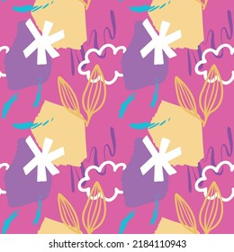 vector teenage seamless neon pattern naive simple style for textile design