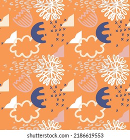 vector teenage seamless neon pattern naive simple style for textile design